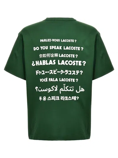 Shop Lacoste Do You Speak ? T-shirt Green