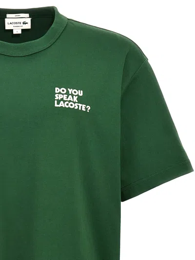 Shop Lacoste Do You Speak ? T-shirt Green