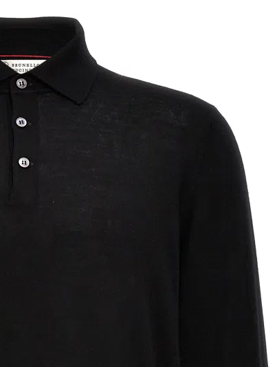 Shop Brunello Cucinelli Knitted  Shirt Polo Black