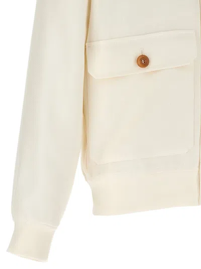 Shop Brunello Cucinelli Linen Jacket Casual Jackets, Parka White