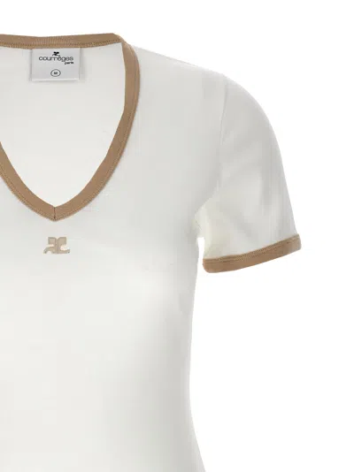 Shop Courrèges Logo Embroidery Dress Dresses White