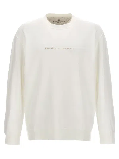 Shop Brunello Cucinelli Logo Embroidery Sweatshirt White