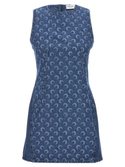 Shop Marine Serre Logo Print Dress Dresses Blue