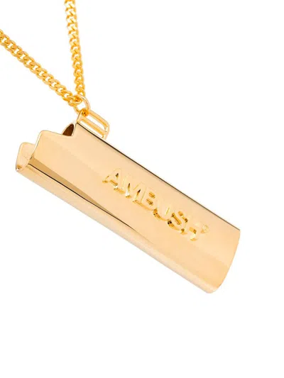 Shop Ambush Lighter Logo Necklace In Gold