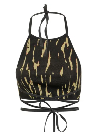 Ambush Black Abstract Halter Neck Top In Black