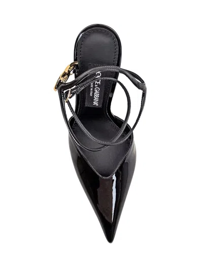 Shop Dolce & Gabbana Leather Slingback In Black