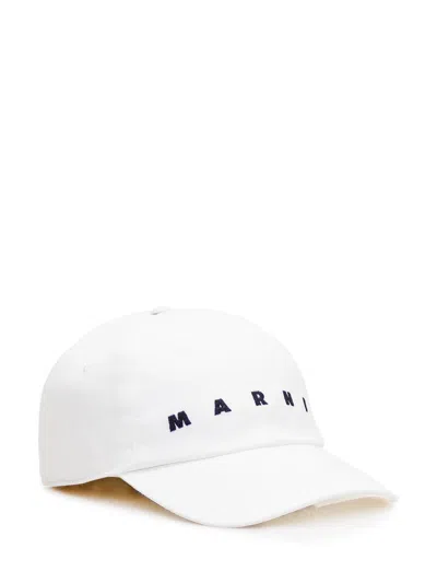 Shop Marni Hat With Logo In White
