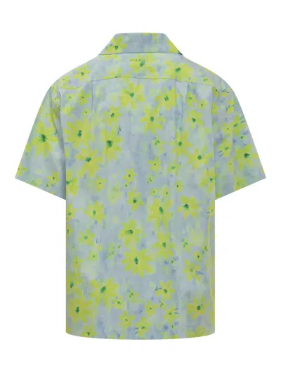 Marni Parade Poplin Short Sleeve Shirt Aquamarine In Blue
