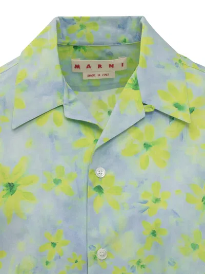 Marni Parade Poplin Short Sleeve Shirt Aquamarine In Blue