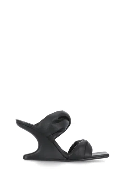Rick Owens Twisted Cantilever Sandals 8 In Black