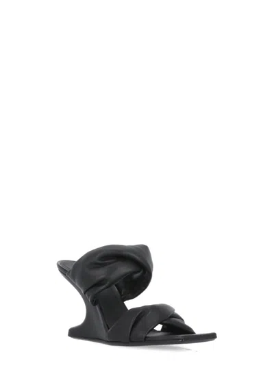 Rick Owens Twisted Cantilever Sandals 8 In Black