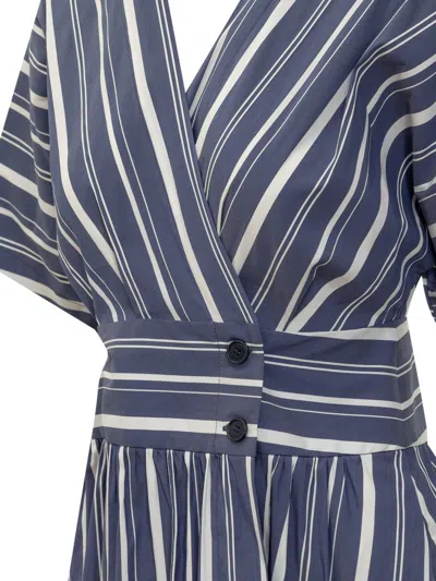 Shop Woolrich Dress With Striped Pattern In Blue
