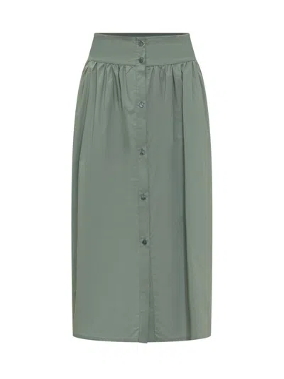 Shop Woolrich Long Cotton Skirt In Green
