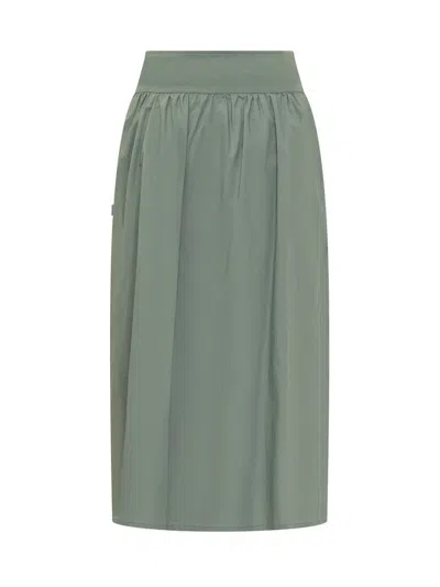 Shop Woolrich Long Cotton Skirt In Green