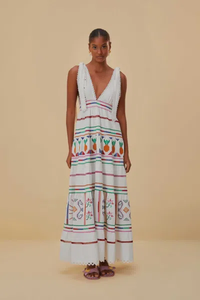 Shop Farm Rio Active Off-white Embroidered Maxi Dress