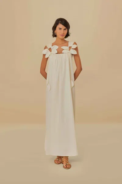 Shop Farm Rio Active White Floral Details Lenzing Ecovero Euroflax Maxi Dress In Off-white