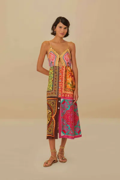 Shop Farm Rio Active Multicolor Mixed Scarves Lenzing Ecovero Viscose Midi Dress In Mixed Scarves Multicolor