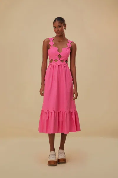 Shop Farm Rio Active Pink Cut-out Organic Cotton Midi Dress