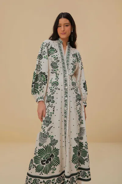 Farm Rio Active Forest Soul Off-white Maxi Dress In Forest Soul Off-white
