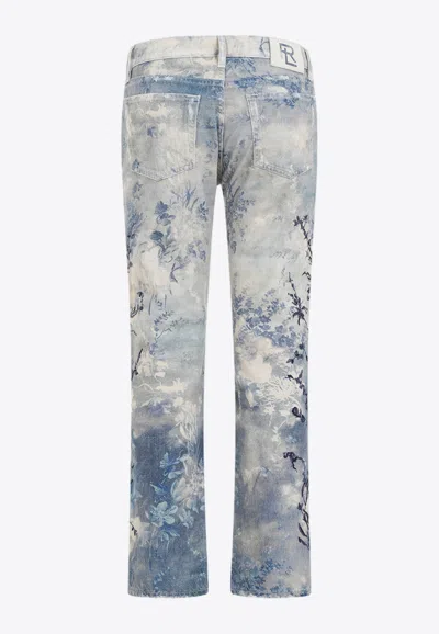 Shop Ralph Lauren 750 Straight-leg Floral Jeans In Blue
