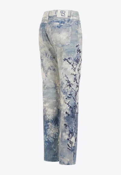 Shop Ralph Lauren 750 Straight-leg Floral Jeans In Blue
