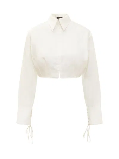Shop De La Vali Crop Shirt In White