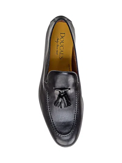 Shop Doucal's Leather Moccasin In Black