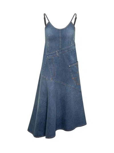 Shop Jw Anderson J.w. Anderson Denim Twisted Strappy Dress In Blue