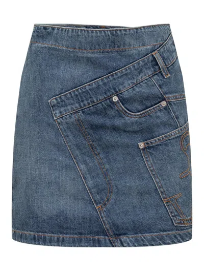 Shop Jw Anderson J.w. Anderson Twisted Mini Skirt In Blue