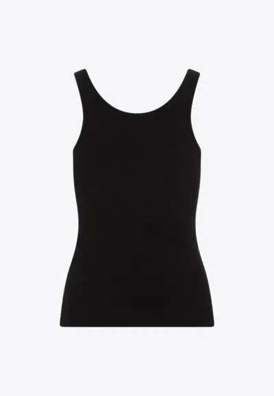 Shop By Malene Birger Anisa Logo-embroidered Tank Top In Black