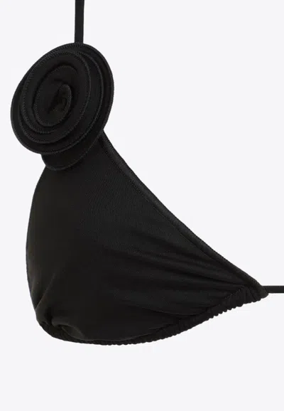 Shop La Reveche Ashar Floral Appliqué Bikini In Black