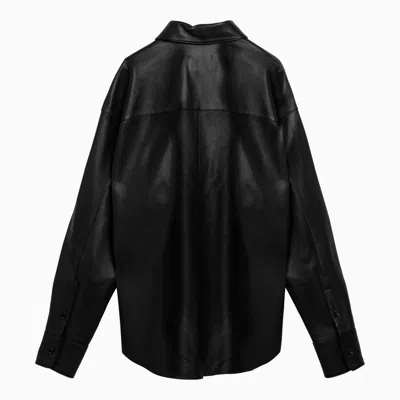 Shop Ami Alexandre Mattiussi Ami Paris Black Leather Long Sleeved Shirt Men