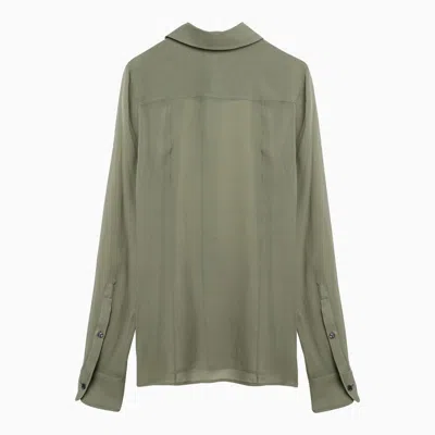 Shop Ami Alexandre Mattiussi Ami Paris Olive Green Silk Shirt Women