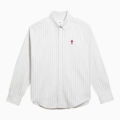 Shop Ami Alexandre Mattiussi Ami Paris White Striped Ami De Coeur Button-down Shirt Men In Multicolor