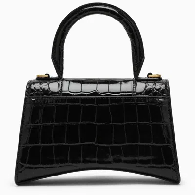 Shop Balenciaga Black Coco-print Leather Hourglass Xs Bag Women