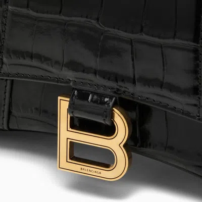 Shop Balenciaga Black Coco-print Leather Hourglass Xs Bag Women