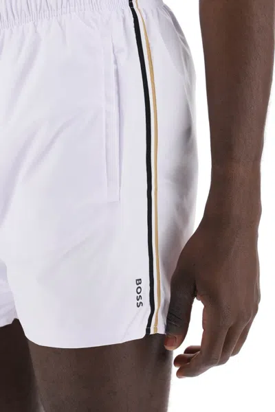 Shop Hugo Boss Boss "seaside Bermuda Shorts With Tr Men In White