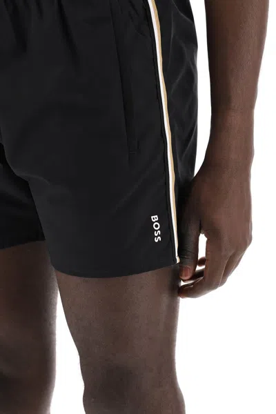 Shop Hugo Boss Boss "seaside Bermuda Shorts With Tr Men In Black