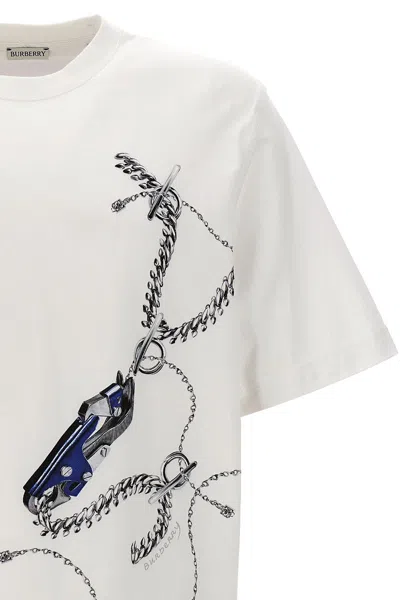Shop Burberry Men 'knight' T-shirt In White