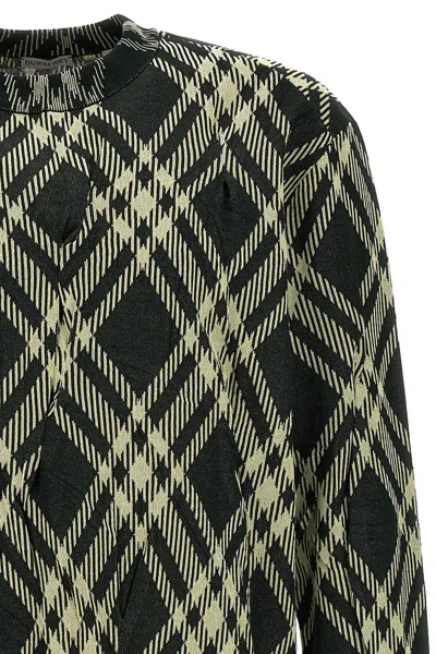 Shop Burberry Men Check Crinkled Sweater In Green