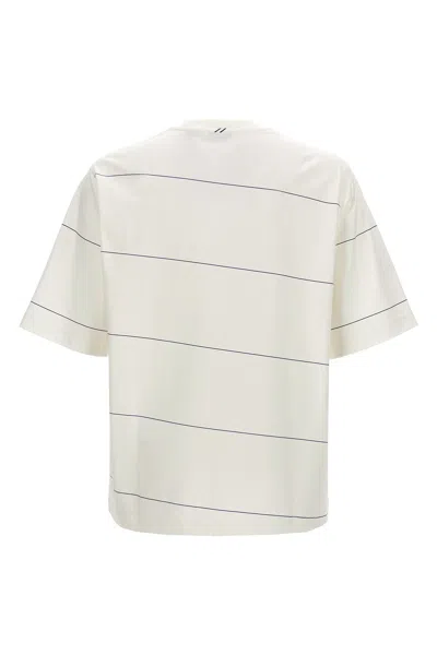Shop Burberry Men Logo Embroidery Striped T-shirt In White