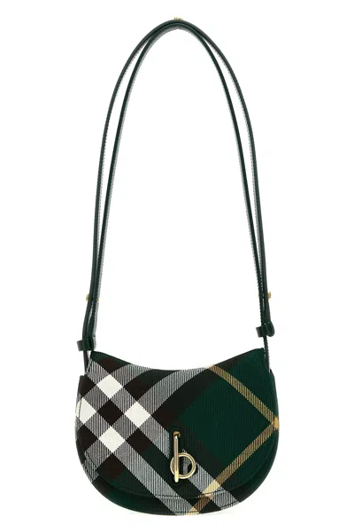 Burberry Mini Rocking Horse Checked Crossbody Bag In Green