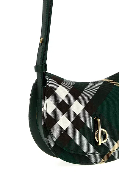 Burberry Mini Rocking Horse Checked Crossbody Bag In Green