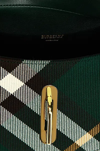 Burberry Mini Rocking Horse Checked Crossbody Bag In Green