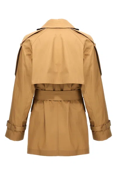 Shop Burberry Women Double-breasted Short Trench Coat In Cream