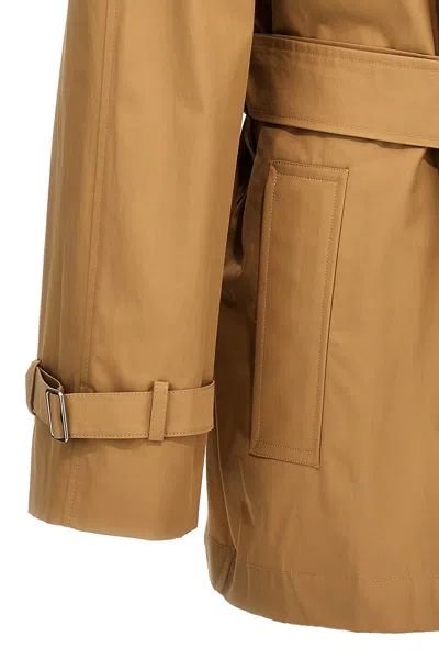 Burberry Double-breasted Short Trench Coat In Cream