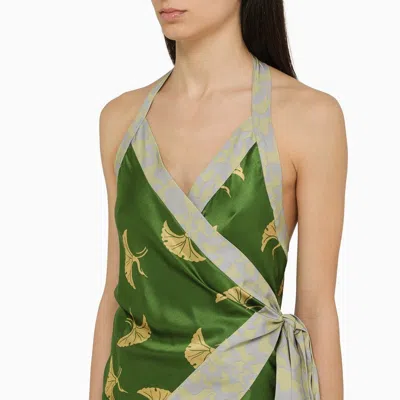 Shop Dries Van Noten Green Top With Silk Blend Print Women