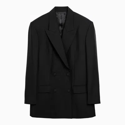 Shop Givenchy Oversize Double-breasted Black Wool Jacket Women