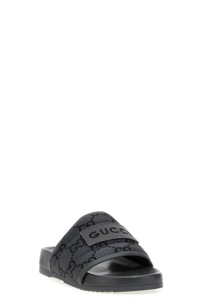 Shop Gucci Men 'gg' Slides In Gray