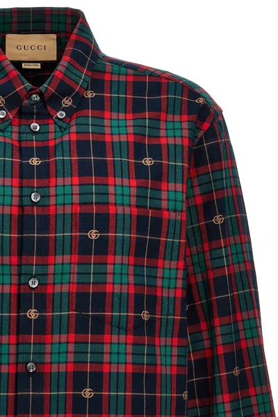 Shop Gucci Men 'gg' Tartan Shirt In Multicolor